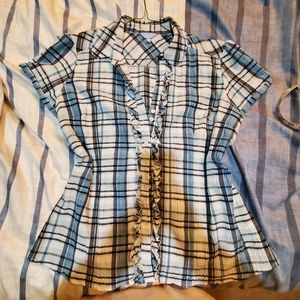 Denver Hayes short sleeve frill button up shirt